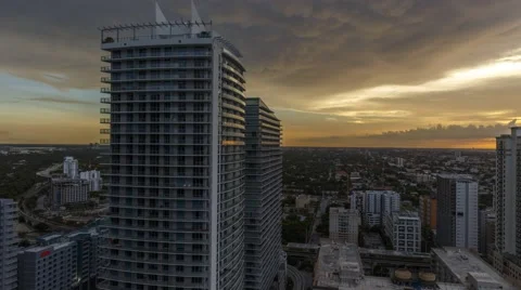 Mammatus clouds rolling over a building in Brickell Miami 4K Timelapse Video stock 51877287