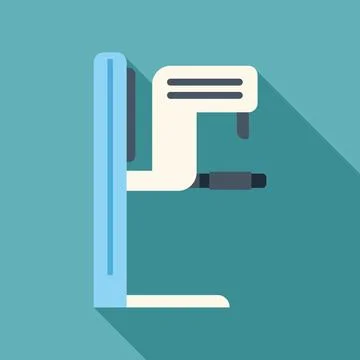 Mammography machine casting long shadow over teal background Illustrazione stock