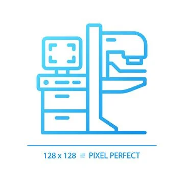 Mammography machine pixel perfect gradient linear vector icon Stock Illustration