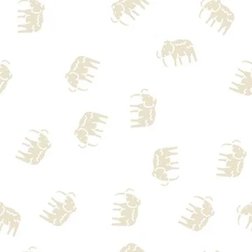 Mammoth animal glyph seamless pattern Stock Illustration