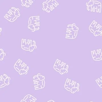Mammoth animal line seamless pattern Stock Illustration