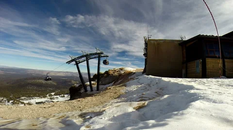 Mammoth, Gondola loading base at top of slope Stock Footage 33791553