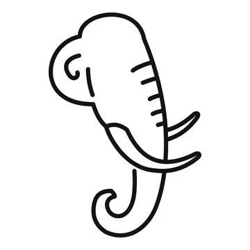 Mammoth head logo showing trunk and tusks Stock Illustration