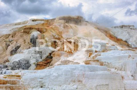 Mammoth Hot Springs, Yellowstone National Park Stock Photos