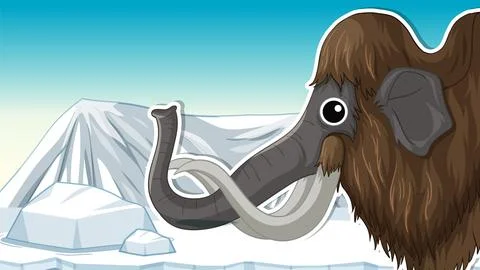 Mammoth in ice age background Stock Illustration
