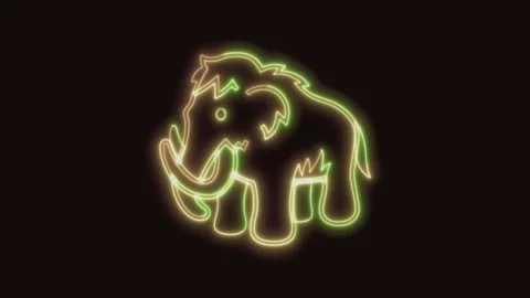 Mammoth Icon Neon Seamless Loop 4K (Black Background) Stock Footage 310358973