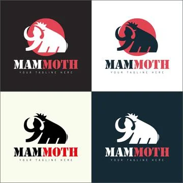 Mammoth letter M initial elephant logo set silhouette template design Stock Illustration