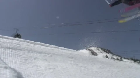 Mammoth park skiers Stock Footage 1007930