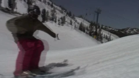 Mammoth park skiers Stock Footage 1020076