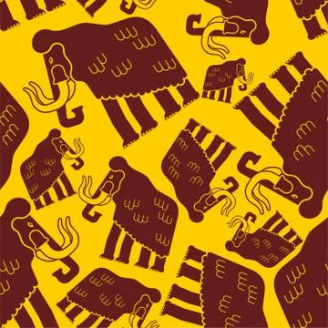 Mammoth pattern seamless. Prehistoric elephant background. Giant animal Juras Illustrazione stock