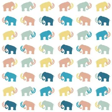 Mammoth silhouettes seamless Stock Illustration