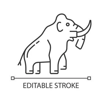 Mammoth skeleton linear icon Stock Illustration