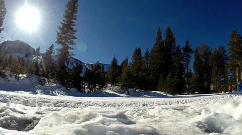 Mammoth, Skiers on slope  Stock Footage 33782059