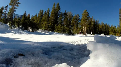 Mammoth, Skiers on slope  Stock Footage 33782438