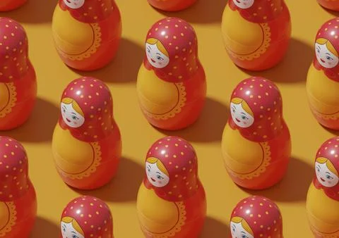 Mamushkas seamless isometric pattern. 3d illustration. Stock Illustration