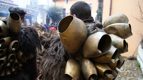 Mamuthones waiting Stock Footage 81524293