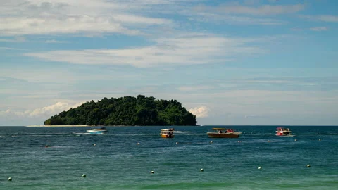Mamutik Island (Sapi) time-lapse view from Island Manukan Island Stock Footage 227433572