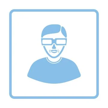 Man with 3d glasses icon Stock Illustration