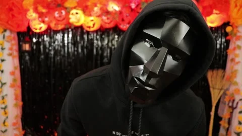 Man with 3d polygonal mask 002 Stock Footage 242962295