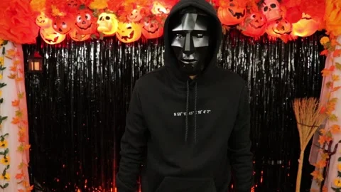 Man with 3d polygonal mask 003 Stock Footage 242962308