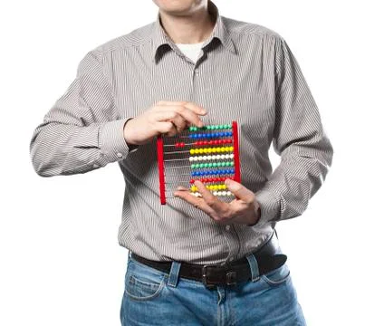 Man with abacus in the hands Stock Photos