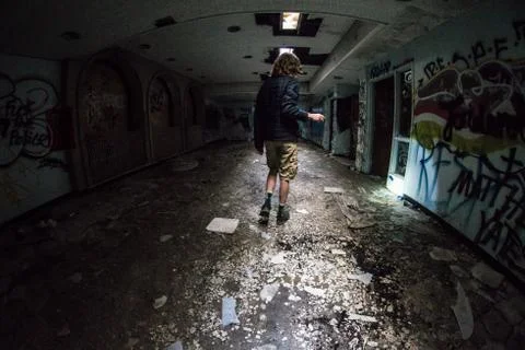 Man In Abandoned Building Stock Photos