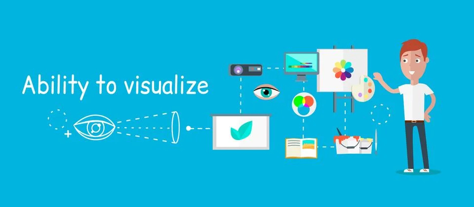 Man Ability to Visualize Concept Stock Illustration