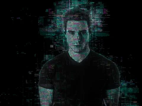 Man in abstract virtual effect looking at camera Stock Photos