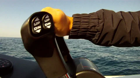 Man accelerating on powerful boat Stock Footage 37314389