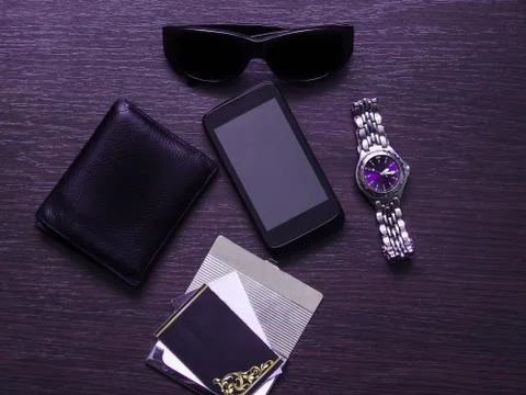 Man accessories mockup for your text message or media content 스톡 사진