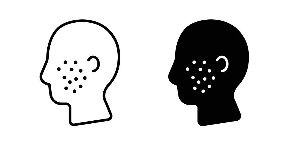 Man acne on face icon bundle for website design projects Stock Illustration