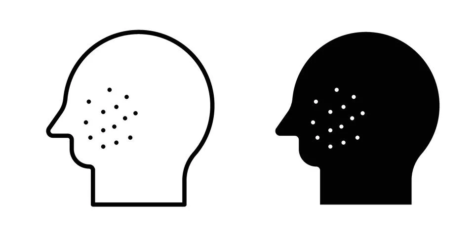 Man acne on face icon vector concepts, line and silhouette style Stock Illustration