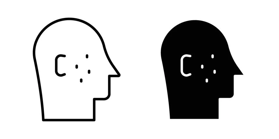 Man acne on face icon vectors. Illustrations in black Stock Illustration