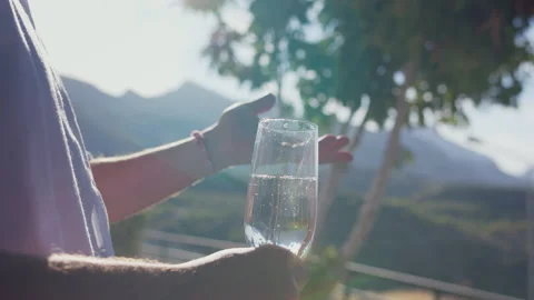 A man actively gesturing while talking and holding a glass of wine Stock Footage 306122884