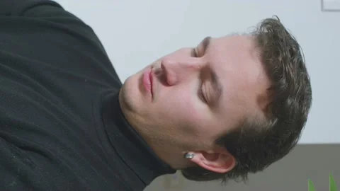 Man actor train grimaces emotions smile surprise flirting before date rehearsal Stock Footage 237410338