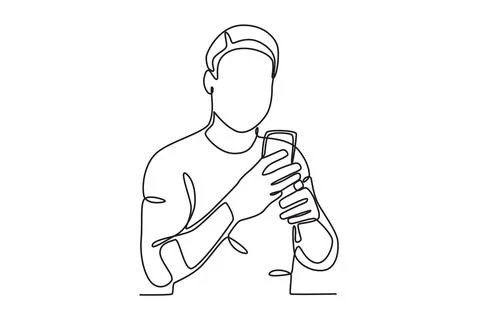 A man addicted to technology Stock Illustration