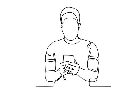 A man addicted to technology Stock Illustration