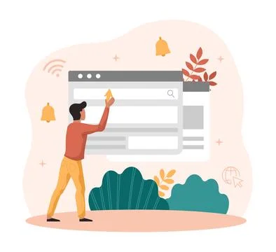 Man adding information Illustrazione stock