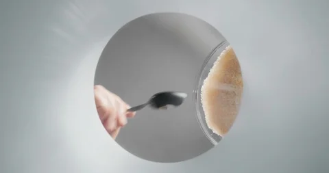 Man Adding Sugar To Coffee For Morning Breakfast Stock Footage 127030560