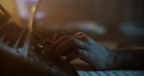 Man adjusting sound while composing music in studio Stock Footage 249912293