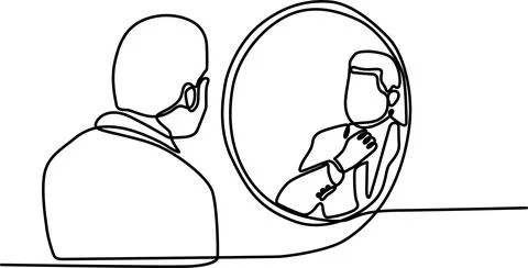 Man adjusting tie in mirror Vector Stock Illustration