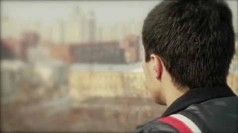 A man admires the city Stock Footage 8532958