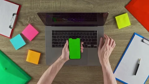 The man is advertising the programming courses green screen mockup concept. Stock Footage 205002662