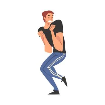 Man Afraid of Something with Fear Expression on His Face, Terrified, Scared イラスト素材