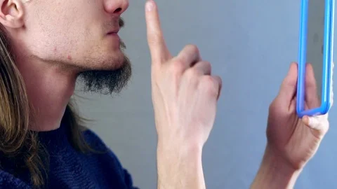 Man after shaving Stock Footage 104334665