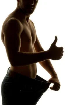 Man after a successful diet Stock Photos