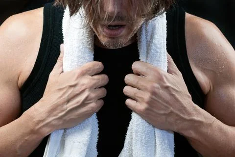 Man after workout, front view Stock Photos