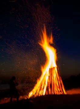 Man  against fire background 库存照片