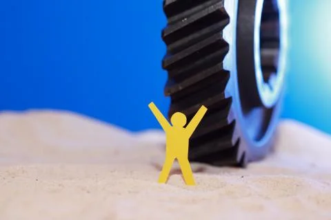 Man Against Gear Stock Photos