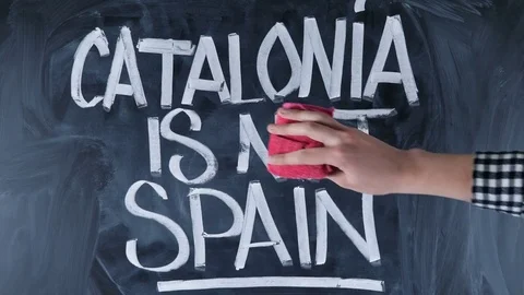 Man against the separation of Spain and Catalonia Stock Footage